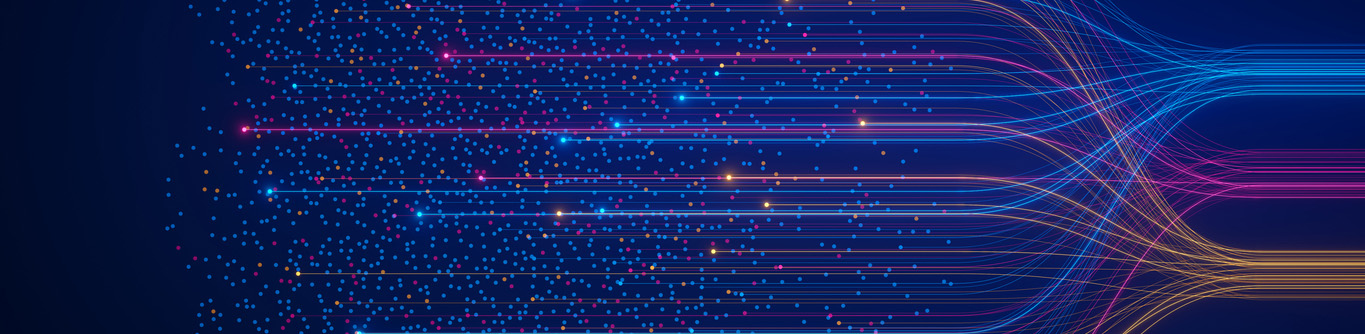 AI neural network analyzing big data. Machine learning and deep learning technology for artificial intelligence. Neurons connected to dataset. Data science, business analytics, automation illustration